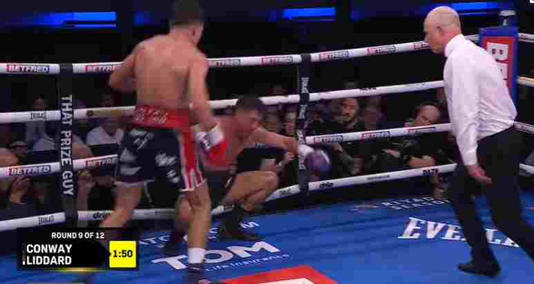 george liddard pukul jatuh kieron conway ronde 9