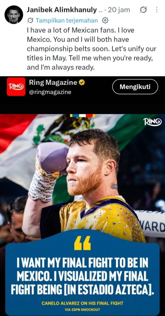Tantangan Janibek untuk Canelo